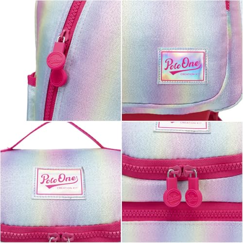 Kit Mochila Rodinha Infantil Unicórnio Polo One Lancheira Térmica Estojo (Rosa)