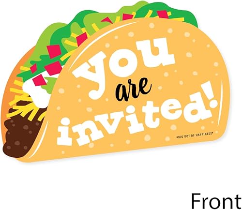 Miniatura 3 de Big Dot of Happiness Taco 'Bout Fun - Invitaciones rellenas en forma de invitación para fiesta mexicana con sobres, juego de 12