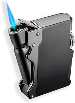 WEQTETJU Torch Lighter, Cool, Unique Design, Inflatable and Adjustable, Butane Lighter, Mens Gift Butane Not Included Black