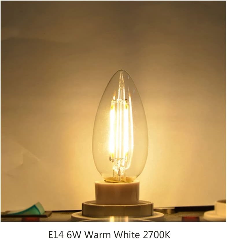 ZYUJIA E14 LED Candle Bulbs C35 Small Screw Candelabra LED Light Bulbs Not Dimmable Warm White 2700K 6W Filament Bulb (Equivalent to 60W) 10 Packs - Image 5