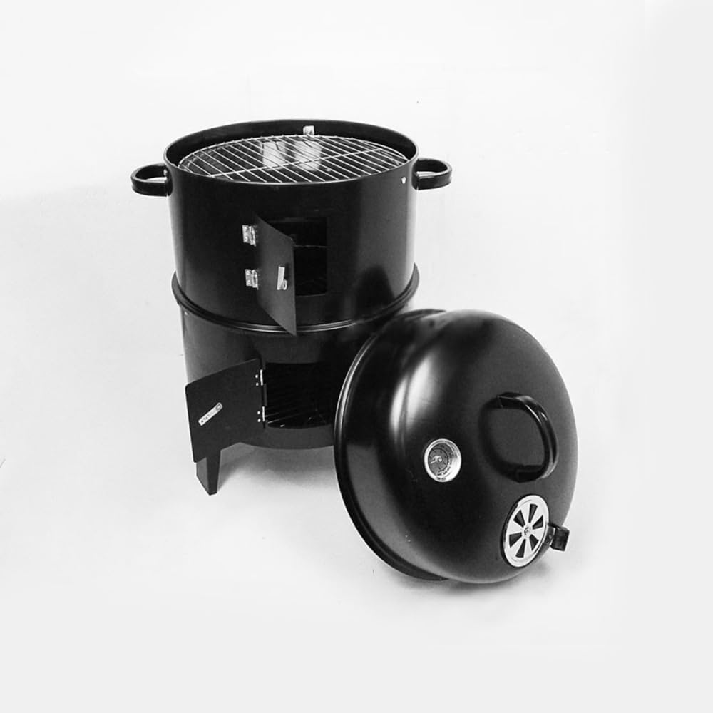 Double Layer Charcoal Grill and Smoker, Vertical Fire BBQ Braising Oven with Oil Drip Pan for Smokeless Grilling, Indoor and Outdoor Use