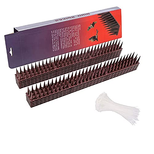 Image of Lifreer 12PCS Fence Wall Spikes Bird Spikes Defence Spikes Pigeons Small Birds Spikes Bird Deterrent Repellent Fence Birds Defence Spike and 100PCS Nylon Zip Ties for Pigeons, Small Birds, Cats