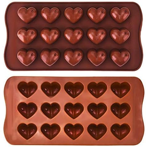 Risai 1pc Heart Silicone Mould, 15 Hearts Sweet Moulds Ideal for Baking, Cake Topper Moulding Candy Chocolates Cookie Ice Jelly and DIY Wax Melt Moulds