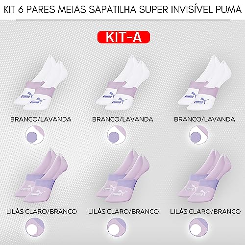 Kit 06 Pares Meias Puma Sapatilha Super Invisível Feminino Adulto | KIT A | 34-38
