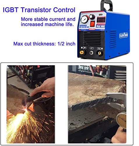 Plasma Cutter 55Amp Plc55 Dual Voltage Plasma Cutting Equipment 110V / 220V, Igbt Dc Inverter Portable Air Plasma Cutter Machine 1/2 Inch Clean Cut Intelligent Digital Display (110/220V) #TOP5