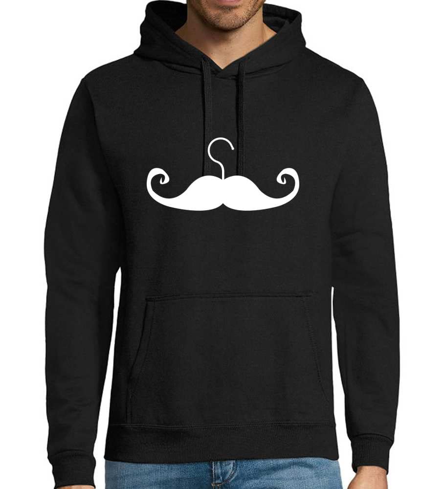 Wąsy wieszak na ubrania dla mężczyzn z kapturem bluza z kapturem, czarny, 4XL
