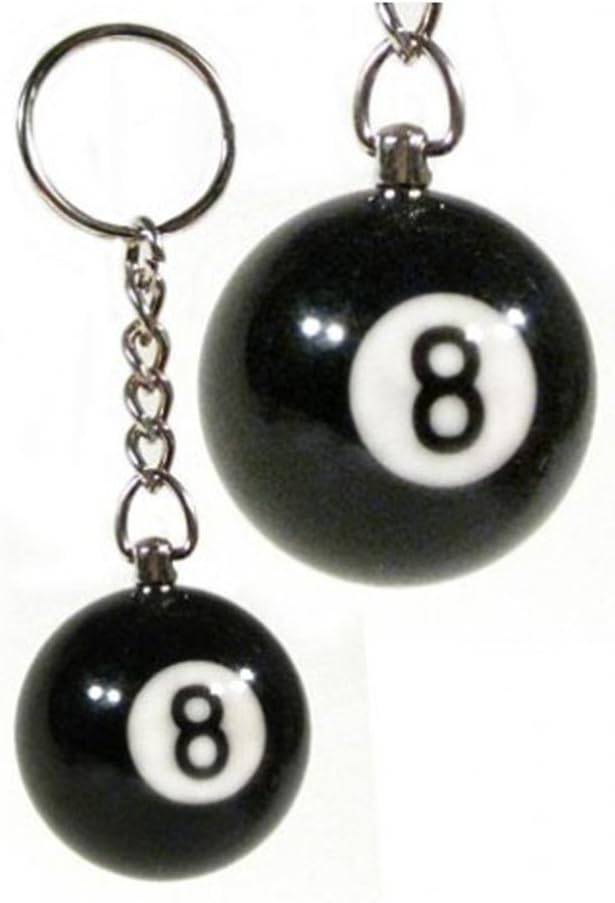 2 Pieces Number Eight Pool Ball Billards Key Chain