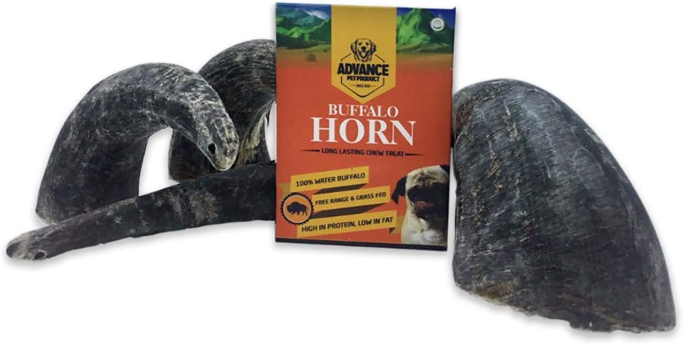 Buffalo Horn 4 Pack Small Long Lasting 100% Natural Water Dog Chews (4 Pack Small)
