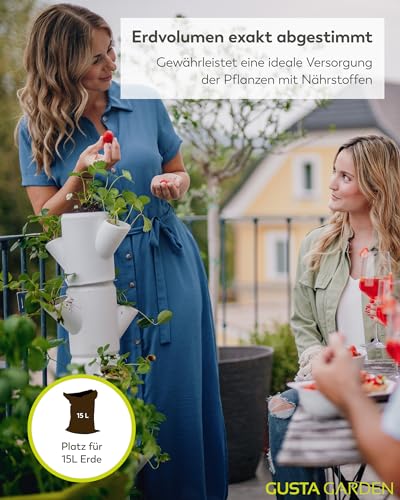 Pflanzturm Gusta Garden Sissi Strawberry Erdbeerbaum Classic Weiß