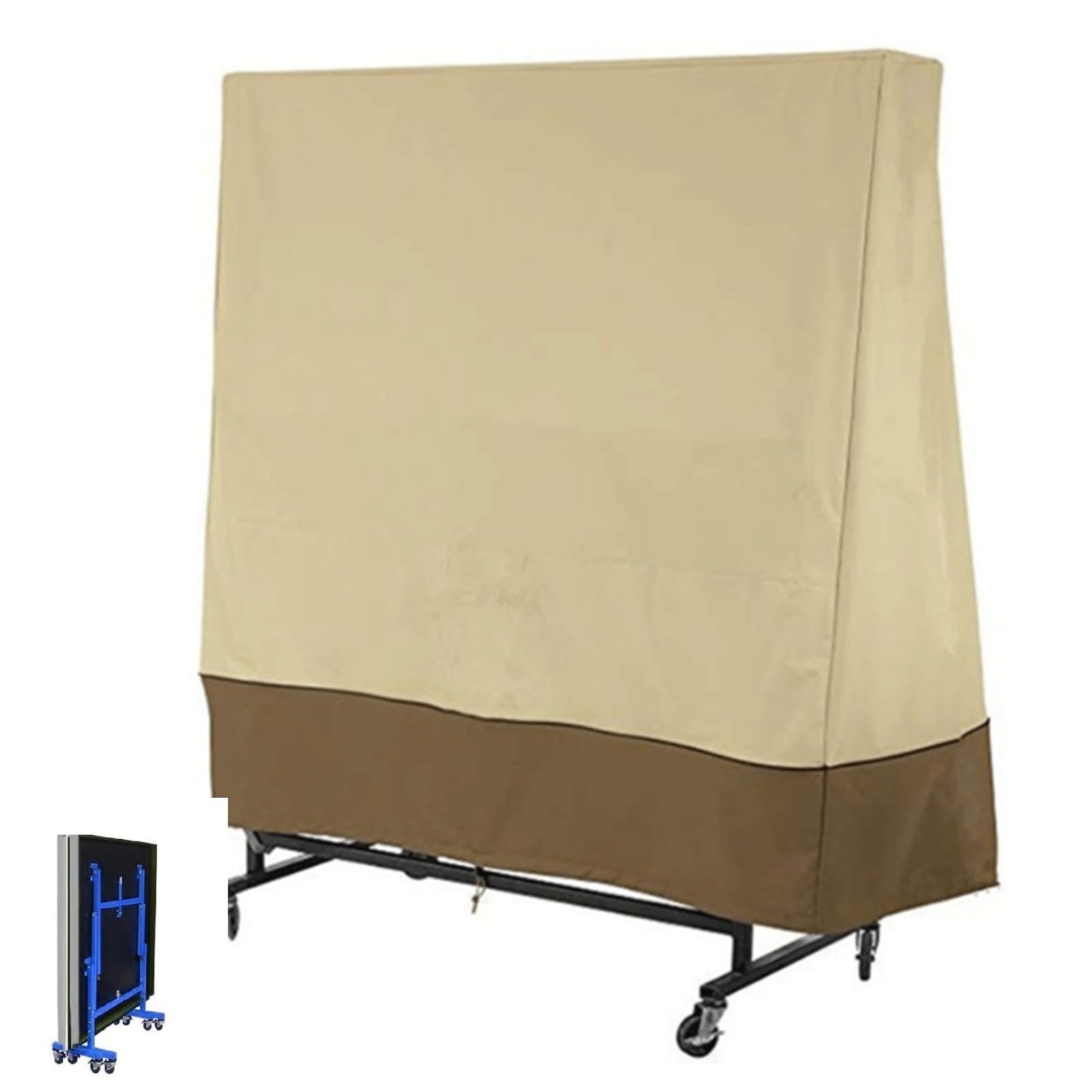 Fundas para Mesa de Ping Pong Exterior,Impermeable Cubierta para de Mesa de Tenis Patio,210D Funda Protectora para Mesa de Ping Pong para Interiores y Exteriores(Size:165 x 70 x 185cm,Color:Beige Cof