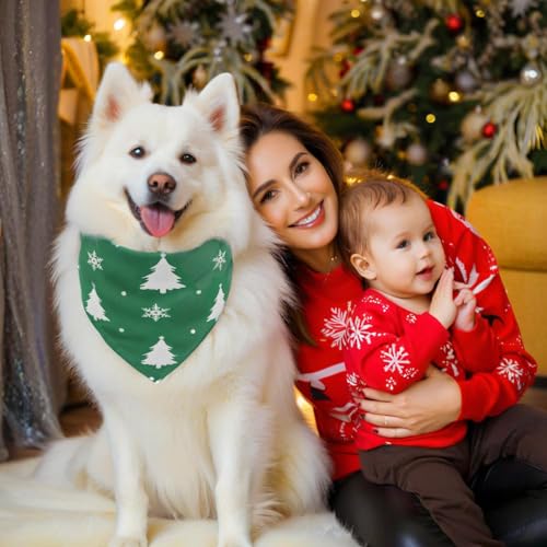CozyHaus 2 peças de bandanas natalinas para cães, design de Papai Noel e árvore, roupa reversível pa