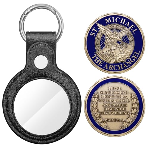 Médaille de l'archange Saint Michel challenge en laiton vieilli et cuir véritable