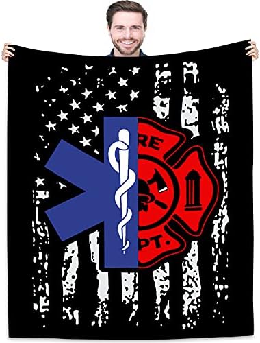 Joyloce Firefighter EMT Super Soft Fleece Throw Blankets Durable Home Decor 3D Fashion Print Perfect for Couch Bed Sofa All Season for Kids Teenager Adults 80"X60"