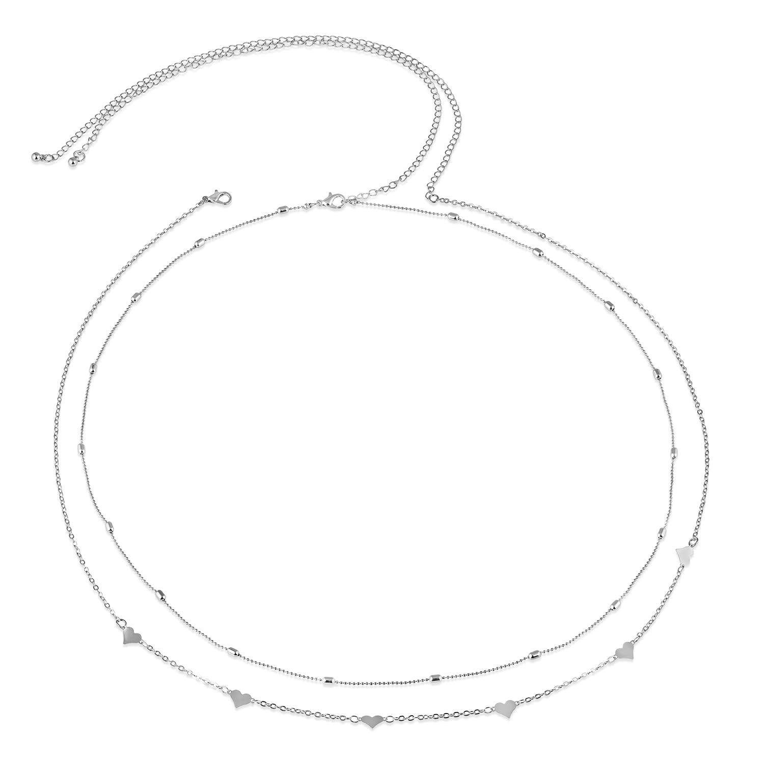 peora Silver Plated Contemporary Belly Chain Kamarbandh Jewellery for Women & Girls (Set of 2)-picture-38