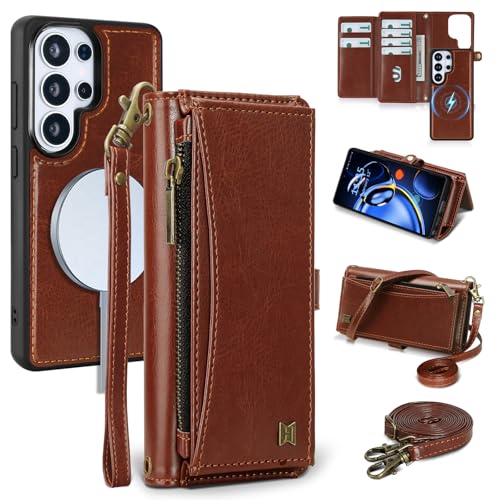 BLISLIAR Wallet Case for Samsung Galaxy S26 Ultra with Card Holder/Crossbody Wallet/Strap| RFID Blocking | Magnetic | Kickstand | Detachable | PU Leather Phone Case for Galaxy S26 Ultra,6.9 in,Brown by BLISLIAR - Used condition - US$8.41