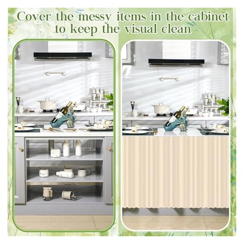 Cortinas cortas de cocina autoadhesivas y medias cortinas para armarios decorativas 6