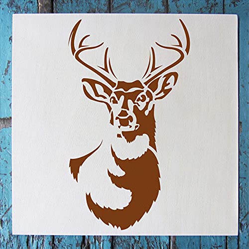 Stencil1 Antlered Deer Stencil - Lightweight Reusable Mylar Template Stencil Great For Winter Holidays & Christmas Home Decoration - 6"X6" #TOP1
