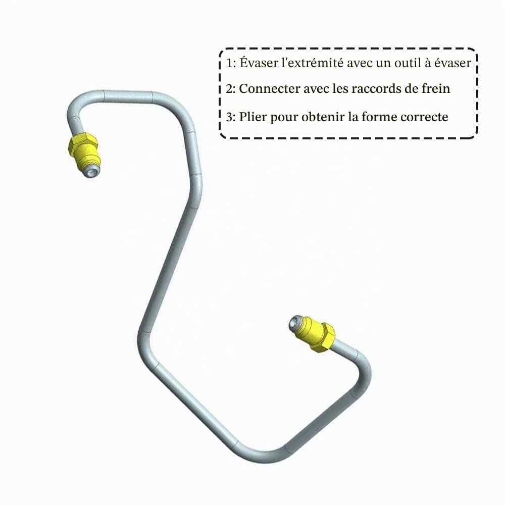 Jeu de raccords de tuyau de frein 3/16", 6 raccords et 12 écrous pour kit de conduite de frein SAE évasée de 4,75 mm