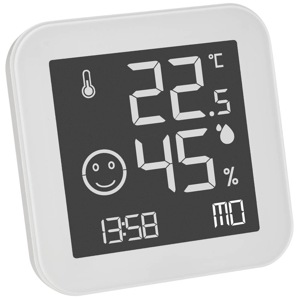 TFA Dostmann Higrometr cyfrowy czarno-biały 30.5054.02 Łatwy do odczytania miernik wilgotności E-tusz Temperatura biały