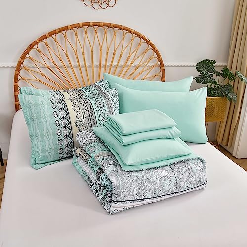 Cottolester Boho Comforter Set Queen Size,8 Piece Sage Green Bed in a Bag by Cottolester - Used condition - Image 8