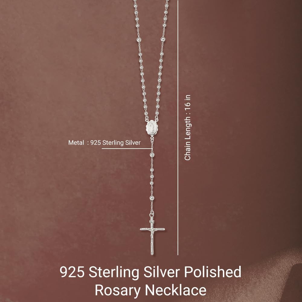 Diamond2Deal Sterling Silver Polished Rosary Necklace image 5