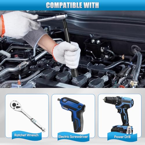6pcs SAE 1/4” and 5/16” Magnetic Nut Driver Set, 6 inch Long Nut Setter by Saipe - Used condition - Image 6