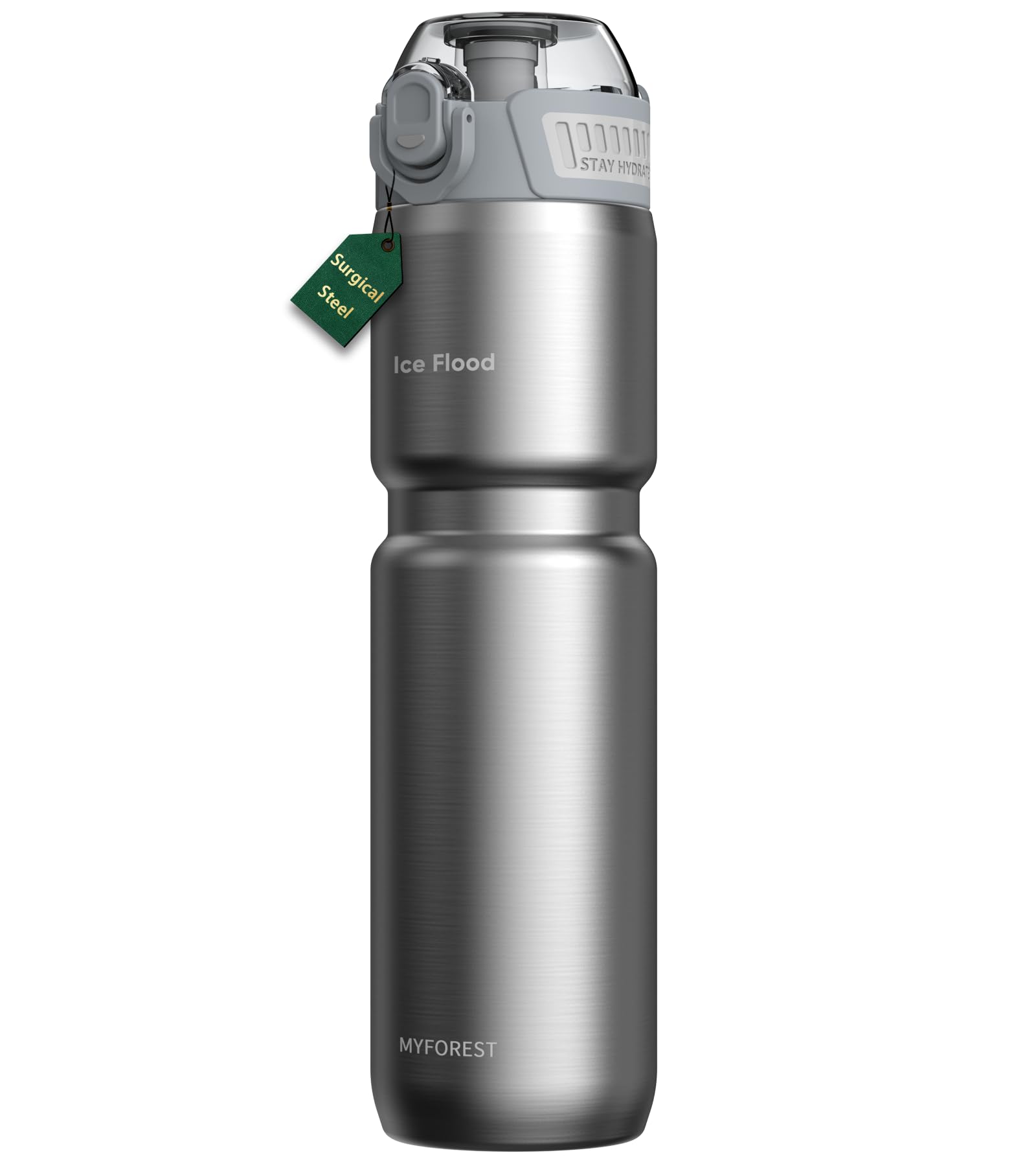 MYFOREST 24oz/700ml Insulated Bike Water Bottle, Odor-Free Surgical Steel Liner