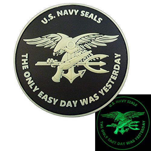 Glow Dark US Navy Seals The Only Easy Day Was Yesterday DEVGRU Morale PVC Fastener Patch