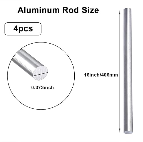 Miniatura 25 de 2 piezas de 1/2 "aluminio 6061 redondo Rod 16" largo sólido T6511 torno extruido Stock, tolerancia: +/-0.004 in