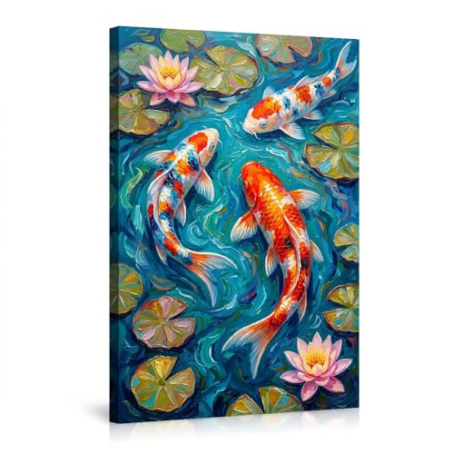 Koi Fish Pond Wall Art Canvas Prints