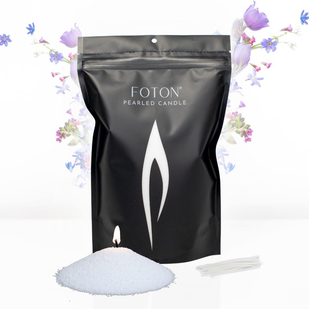 Foton Pearled Candle Refill Bag 16oz - Breezy Blanket Scented Non Toxic Luxury Long Lasting Powder Candles - Refillable Candle Sand with 15 Wicks for Candle Making