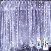 Cortina de LED 3x3m 300 LEDs Branca Frio | Pisca Pisca Cascata USB com Controle Remoto, 8 Modos, Temporizador, à Prova d’Água IP68 | Decoração de Natal, Festa, Casamento e Casa (Branco Frio)