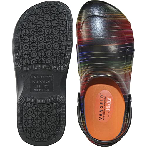 Vangelo Professional Slip Resistant Clog Women Work Shoe Nurse Shoe Chef Shoe Ritz Multi Color-2 Women Size 9 -Order One Size Up #TOP3