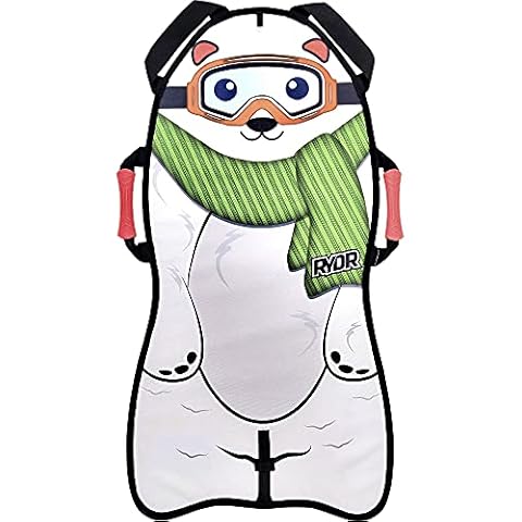 RYDR Character Snow Mat 36 inch - Single Rider Roll Up Mat Kids Winter Foam Sled Downhill Toboggan Sleds Plastic Sledding Board Xtreme Heavy Duty Racer Sleigh for Children (Polar Bear) Cover