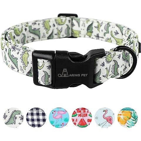 ARING PET Dinosaur Dog Collar-Cute Dog Collar for Small Dogs, Adjustable Comfortable Cotton Boy Dog Collars for Small Medium Large Dogs, Small Cover
