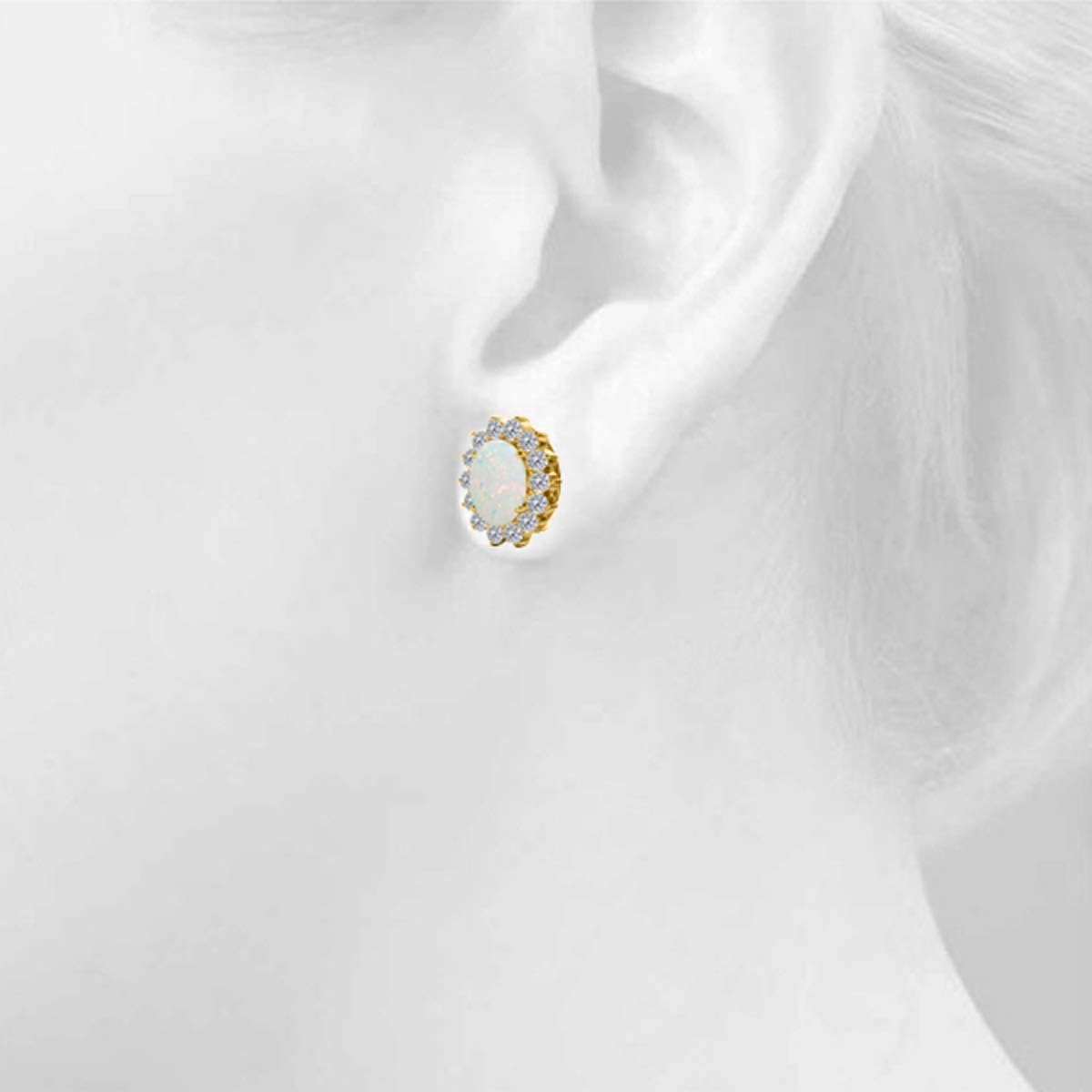 MauliJewels Earrings for Women 3.45 Carat Natural Diamond And Oval Opal Gemstone Stud Earrings For women's Jewelry Collection