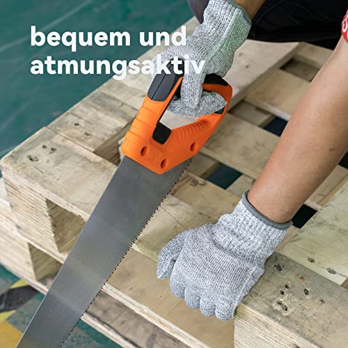 Foto von ANDANDA Schnittschutzhandschuhe küche, küchenhandschuhe, Leistungsfähiger Level 5 Schutz, lebensmittelecht, Sicherheitshandschuhe für Gartenbau/Baustelle/Küche, EN388 Zertifiziert, Gr. L, 1 Paar,Grau