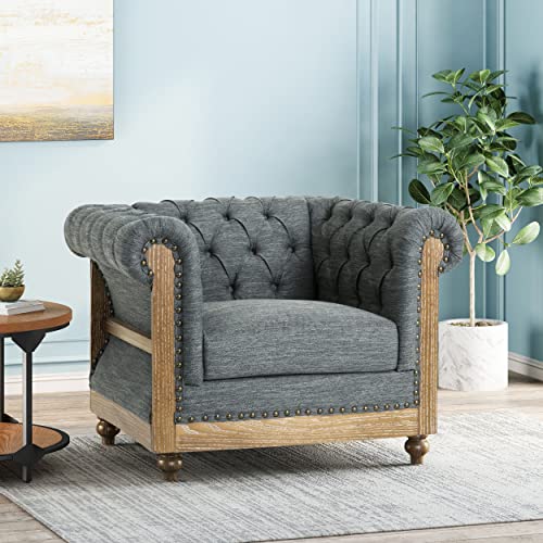 Sillón Chesterfield Tufted Gris Oscuro Marrón miniatura 2