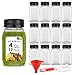 4 Ounce Mini Bottles for Mini Fridge, Reusable Juice Containers with Black Caps for Liquids in Kids Lunch Box, Clear Plastic with Lids (12 Pack)