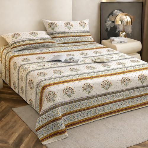 Image of Amazon Brand - Umi Double Bedsheet 90x100 Inches with 2 Pillow Covers | Brushed Microfiber Cotton | 144 TC Premium Bed Linen | Comfortable & Durable Bedding for Bedroom (Cream, Double)