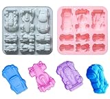Pofflujent 2 Pack Racing Car Jello Molds Silicone 3D Racing Car Silicone Molds 9 Cavity 3D Car Themed Chocolate Mold Tray DIY Baking Tool for Chocolate, Dessert, Gebäck, Cake (Racing Cars)