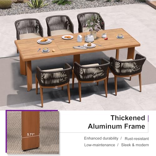 Image of PURPLE LEAF 11 Pieces Large Outdoor Dining Set Patio Extended Upgrade Table and Chairs Set Aluminum Wicker Rattan Patio Furniture Set for Lawn Garden Backyard Brown