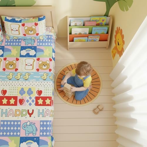 Image of Filymore 240tc Happy Birthday Bedsheet Made with Microfiber Wrinkle Free Soft Hypoallergenic | Floral Printed Double Bed Queen /King Size for Kids (90x90 Inches /Boys Girls Room)(Blue)