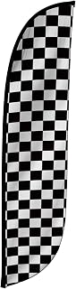 LookOurWay Feather Flag Banner - 12 Feet Tall Advertising Flags for Outside Business and Events Promotion - Swooper Flag Only - Race Marathon Flags - Checkered Black & White (10M1200061)