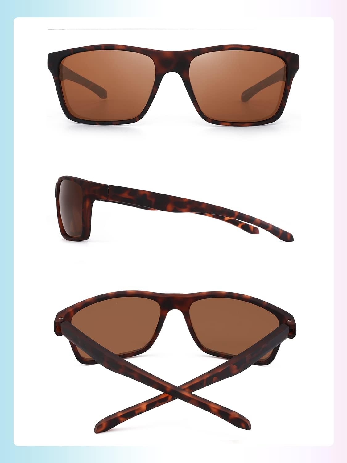 Jim Halo Polarized Sunglasses for Men Women Wrap Around Sport Sun Glasses for Cycling Fishing Driving (Tortoise/Brown) - Image 5