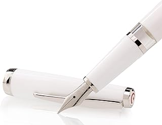 Cleo Classic Paladio, pistón Pluma estilográfica, Blanco, plumín M Medio