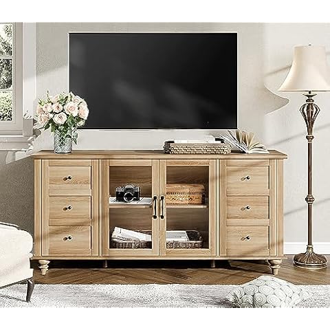 WAMPAT Glass Door TV Stand Cover
