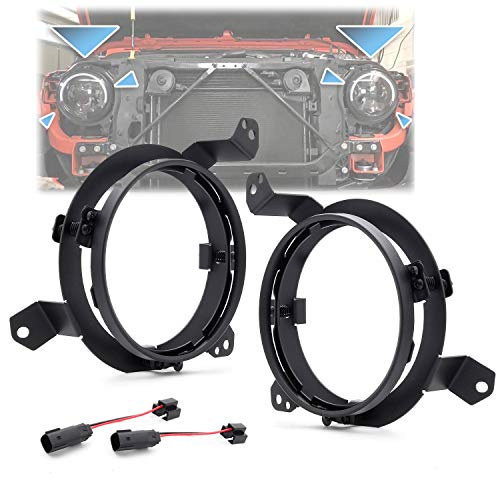 KMFCDAE Headlight Mounting Bracket for Jeep JL Mounts 7 Inch Round Headlight Brackets with Adapter All-Directional Adjustment Fit for Jeep Wrangler JL JLU 2018-2020