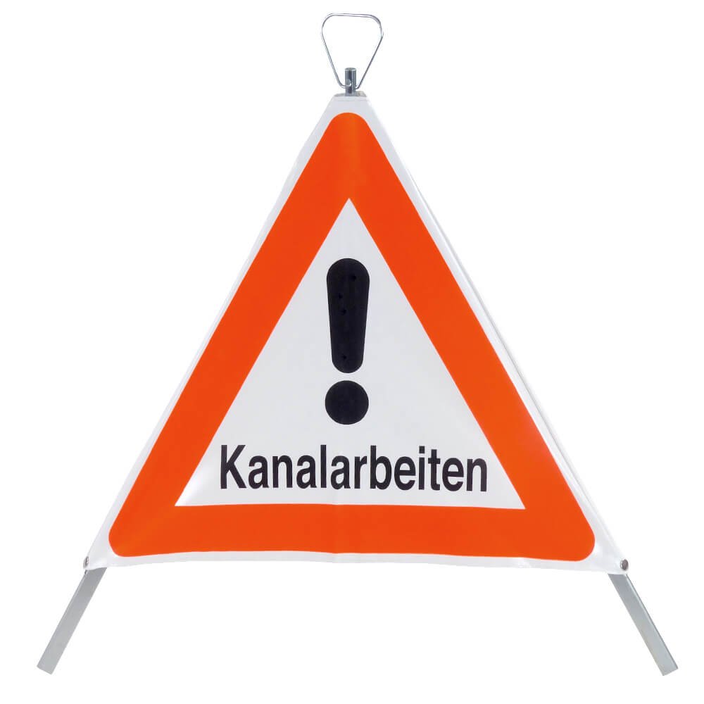 NISSEN Faltsignal mit Warnsymbol Kanalarbeiten, weiß tagesleuchtend, SL 70 cm aus Kunststoff, Stahl, Art.-Nr. 167060-1 | Faltsignal | Warnpyramide | Warnsymbol