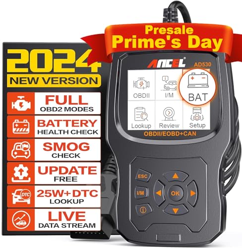 ANCEL AD530 Car Diagnostic Scan Tool, Vehicle OBD2 Scanner Code Reader with 10 OBD Functions - Check Engine Light/Smog Emission Test/ O2 Sensor Test/EVAP and Upgraded Graphing Battery Status